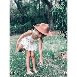 Gathering Wildflowers Wide Brim Felt Fedora Rancher Hat